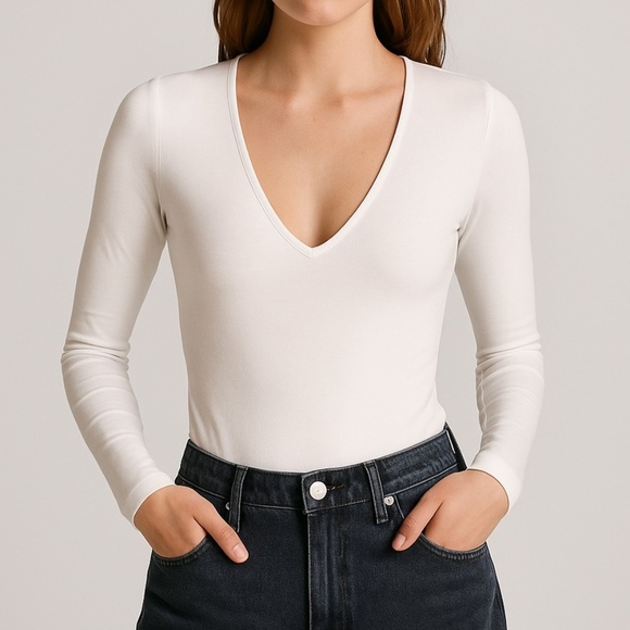 Zara V-Neck Long Sleeve Bodysuit | Size S - Picture 1 of 6